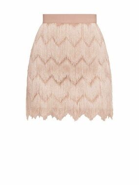 BCBGMaxAzria Blush Fringe Chevron Mini Skirt